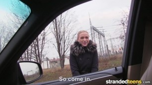 StrandedTeens - Fit Hitchhiker in Nude Stockings
